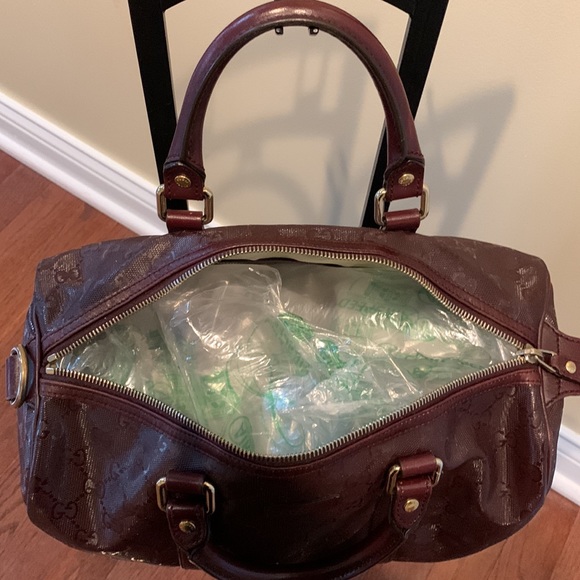 Authentic Gucci Imprime Monogram Medium Joy Boston Bordeaux - Picture 7 of 15